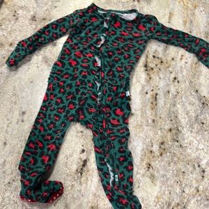 Posh Peanut Christmas Leopard Ruffle Footie